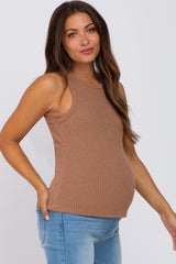 Brown Knit Maternity Tank Top