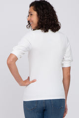 White Square Neck Ribbed Top