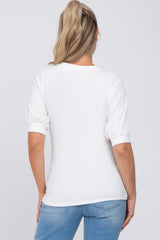 White Square Neck Ribbed Maternity Top