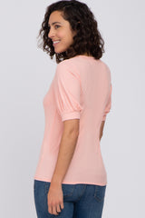 Pink Square Neck Ribbed Top