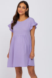 Lavender Solid Waffle Knit Maternity Dress