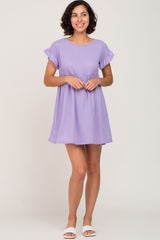 Lavender Solid Waffle Knit Dress