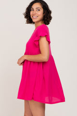 Fuchsia Solid Waffle Knit Dress