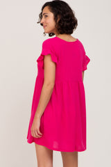 Fuchsia Solid Waffle Knit Dress