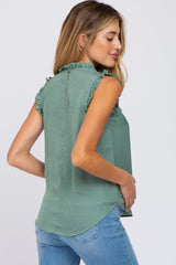 Mint Polka Dot Ruffle Trim Maternity Blouse