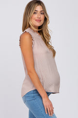 Mauve Polka Dot Ruffle Trim Maternity Blouse