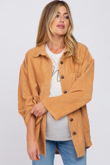 Camel Corduroy Maternity Shirt Jacket