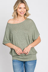 Light Olive Knit Dolman Top