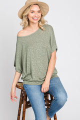 Light Olive Knit Dolman Top