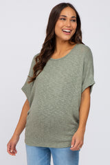 Light Olive Knit Dolman Maternity Top