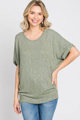 Light Olive Knit Dolman Top