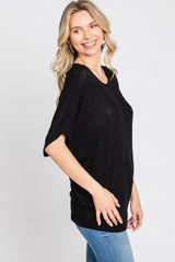 Black Knit Dolman Top