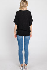 Black Knit Dolman Top