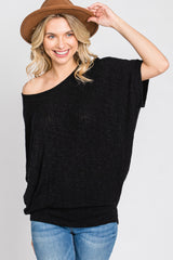 Black Knit Dolman Top