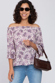 Lavender Floral Off Shoulder Blouse