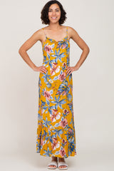 Yellow Tropical Floral Maxi Dress