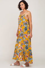 Yellow Tropical Floral Maxi Dress