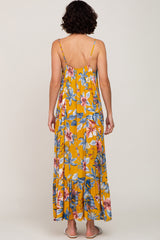 Yellow Tropical Floral Maxi Dress