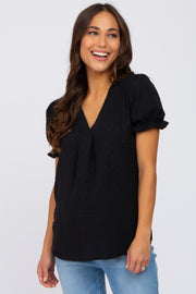 Black Swiss Dot Maternity Blouse