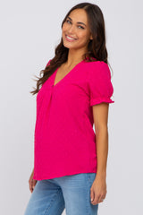 Fuchsia Swiss Dot Maternity Blouse