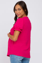 Fuchsia Swiss Dot Maternity Blouse