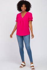 Fuchsia Swiss Dot Blouse