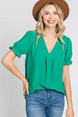 Green Swiss Dot Blouse