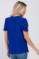 Royal Blue Swiss Dot Blouse