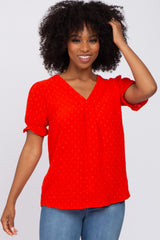 Red Swiss Dot Blouse