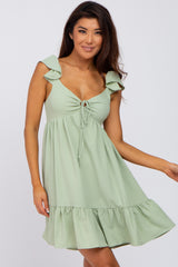 Mint Ruffle Accent Sweetheart Dress