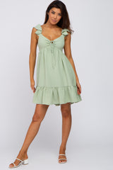 Mint Ruffle Accent Sweetheart Dress