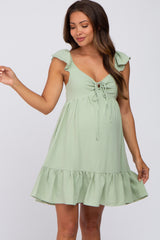 Mint Ruffle Accent Maternity Sweetheart Dress