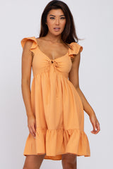 Orange Ruffle Accent Maternity Sweetheart Dress