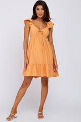 Orange Ruffle Accent Sweetheart Dress