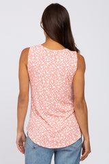 Coral Floral Ribbed Maternity Sleeveless Top