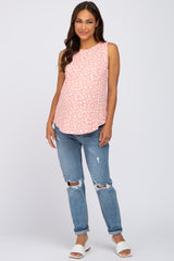 Coral Floral Ribbed Maternity Sleeveless Top