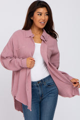 Mauve Crepe Button Up Shirt