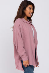 Mauve Crepe Button Up Shirt