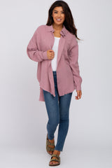 Mauve Crepe Button Up Shirt