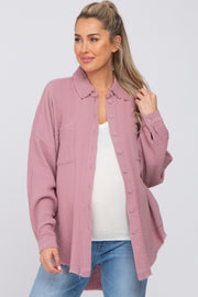 Mauve Crepe Maternity Button Up Shirt