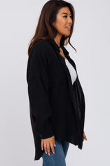 Black Crepe Button Up Shirt