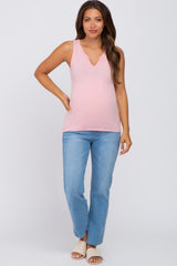 Pink Heathered Maternity Tank