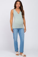 Mint Heathered Maternity Tank