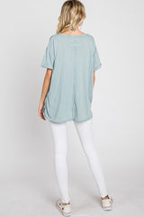 Light Blue Basic Rolled Short Sleeve Top