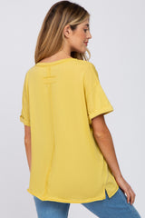 Yellow Basic Rolled Short Sleeve Maternity Top