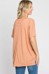 Rust Basic Rolled Short Sleeve Top