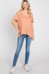 Rust Basic Rolled Short Sleeve Top