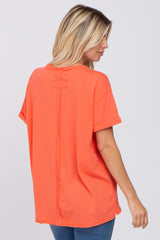 Coral Basic Rolled Short Sleeve Top