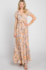 Peach Floral Tiered Maxi Dress