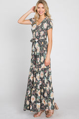 Black Floral Tiered Maxi Dress